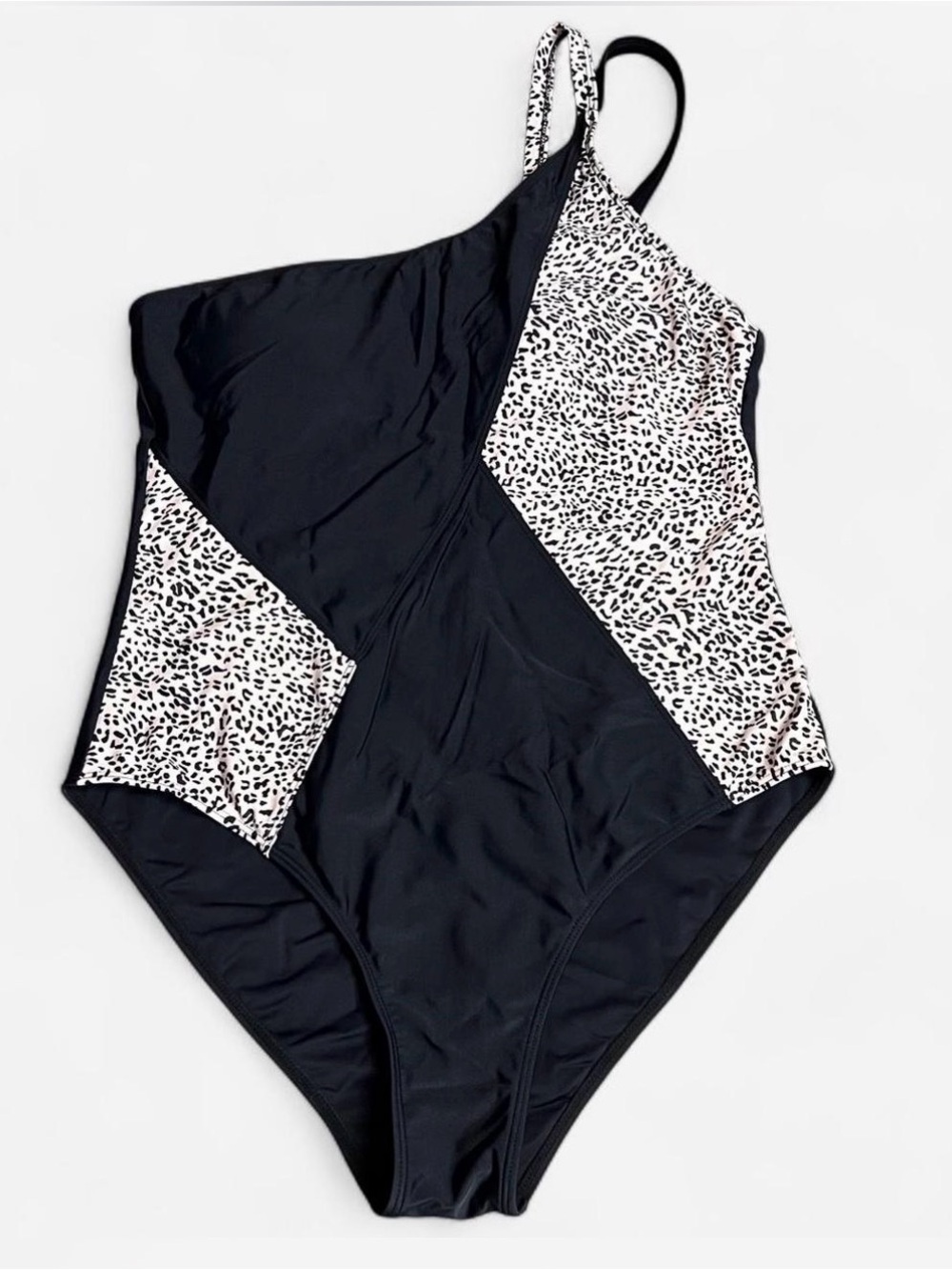 Eomenie‎ Women's One Piece Swimsuit One Shoulder leopard Color Block Size XL